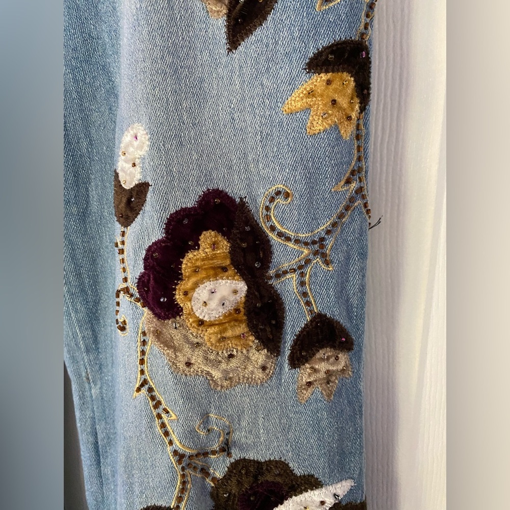Alexandra Bartlett Jeans Bootcut Boot Cut embroidered appliqué size 6 Petite - Picture 2 of 13